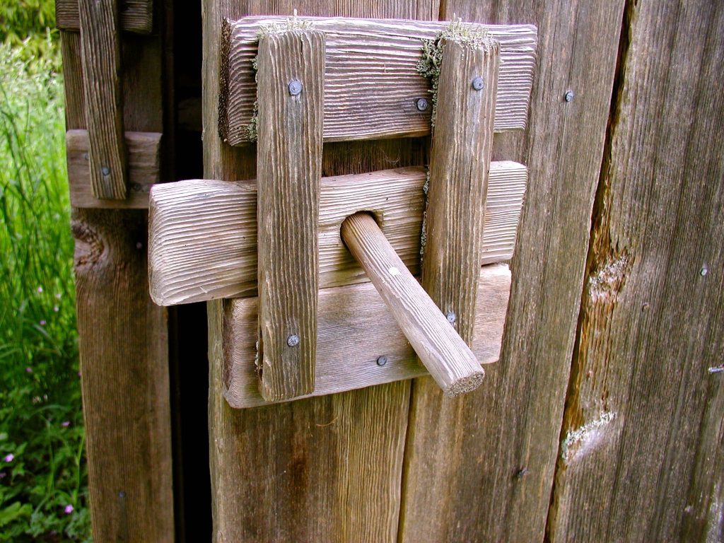 Outhouse wooden lock