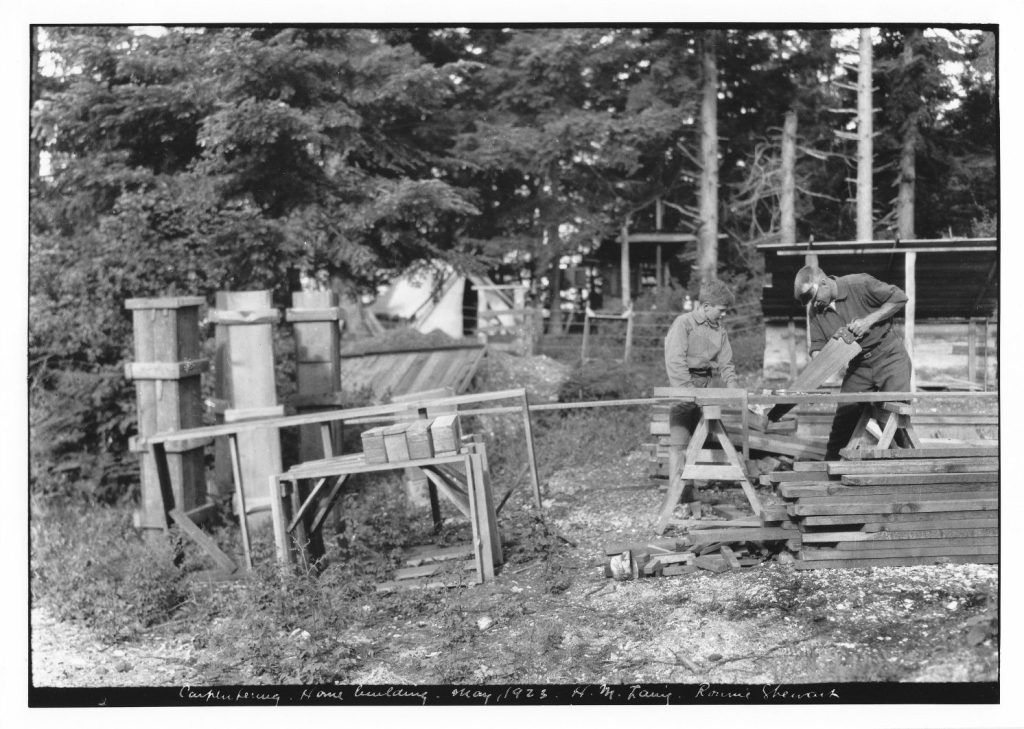 Laing 'carpentering' home May 1923
