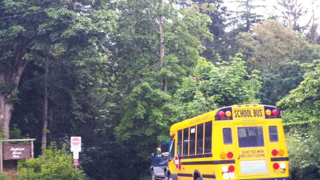 School bus which delivered students to enjoy Mack Laing Park, 2018