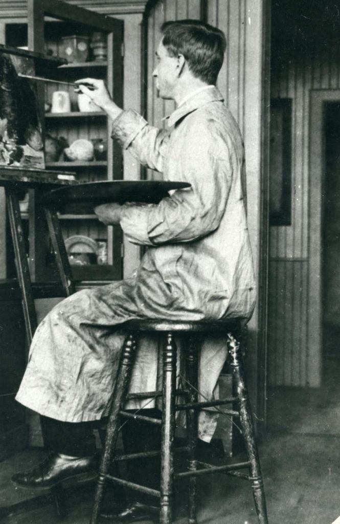 Laing painting at the Pratt Institute, NY, 1912 *