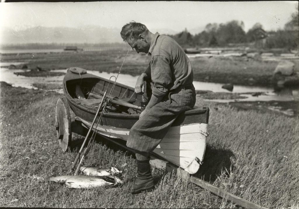 Laing with spring salmon, Comox 1929 *