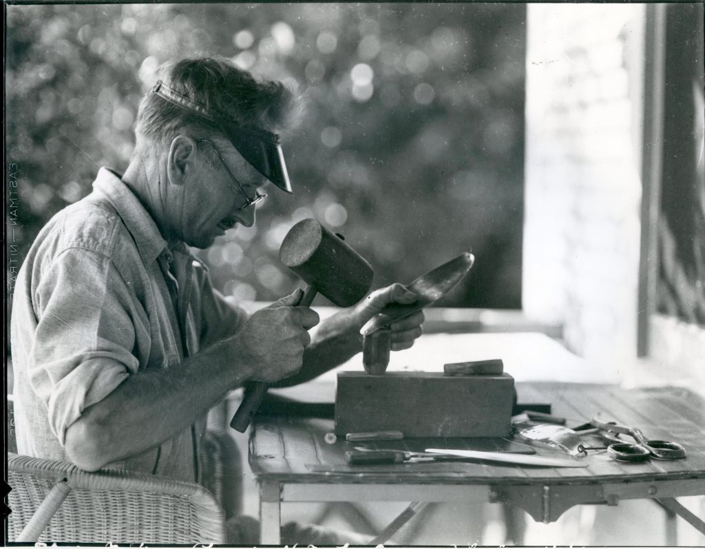 Laing making salmon spoons, August 1934 *