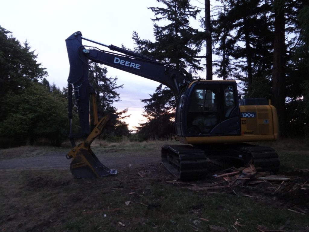 Excavator sunrise., Baybrook sunset