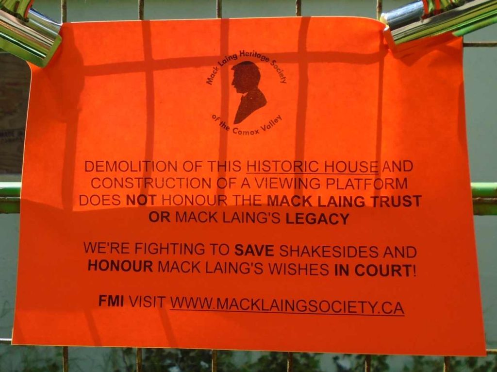 Sign by MLHS on security fence behind Shakesides