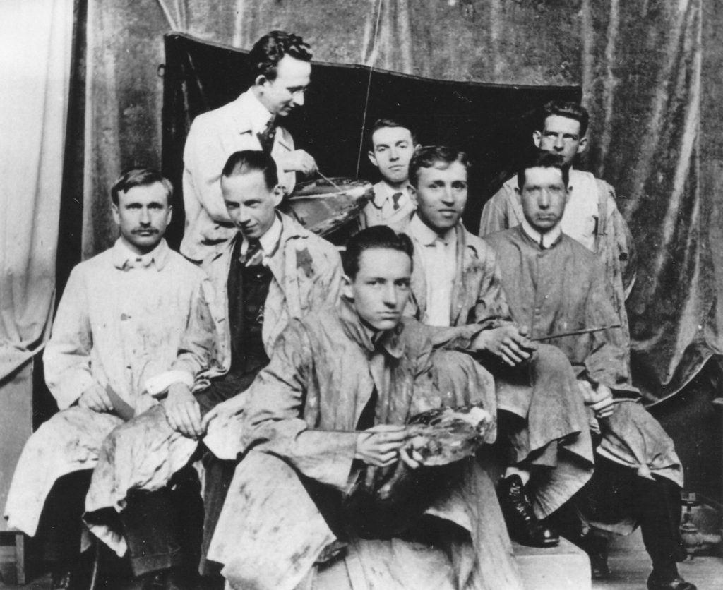 Pratt Institute art class, Laing, far left