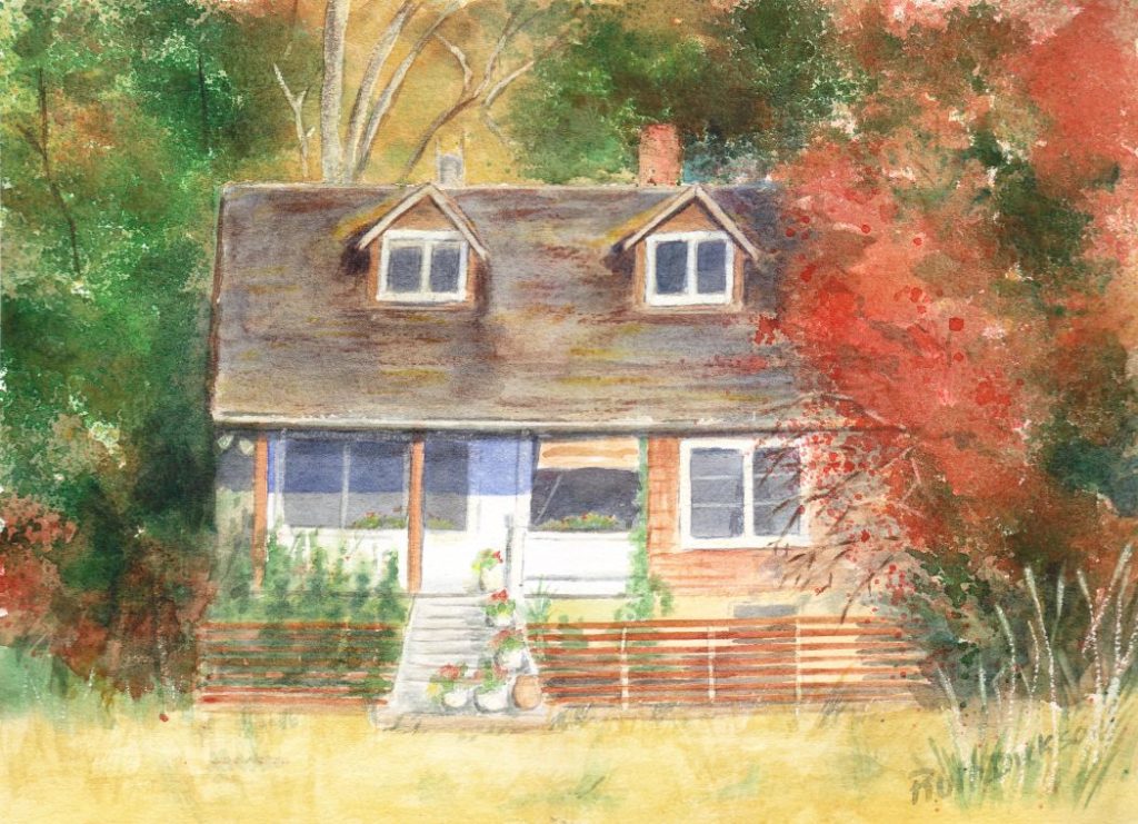 Ruth Dickson watercolour of Shakesides, donated to MLHS